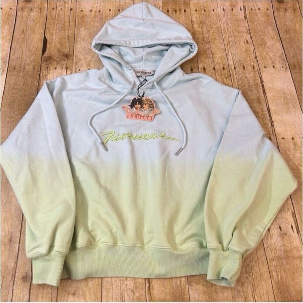 Fiorucci Sweatshirt Hoodie Ombre Embroidered Script Logo Size Medium New NWT